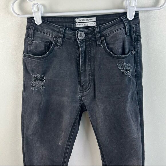 One X OneTeaspoon womens sz 23 High Waist Freebird II Jeans Raw Hem distressed - Picture 4 of 9